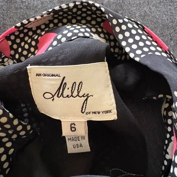 Milly Black and Pink Polka Dot Blouse - Picture 3 of 3